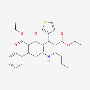 molecular formula C28H31NO5S B4110236 diethyl 5-oxo-7-phenyl-2-propyl-4-(3-thienyl)-1,4,5,6,7,8-hexahydro-3,6-quinolinedicarboxylate 
