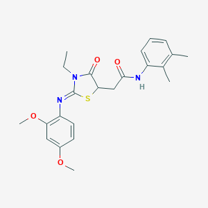 molecular formula C23H27N3O4S B411025 2-[2-(2,4-dimethoxyphenyl)imino-3-ethyl-4-oxo-1,3-thiazolidin-5-yl]-N-(2,3-dimethylphenyl)acetamide 