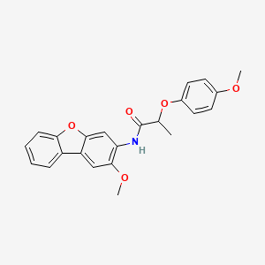 molecular formula C23H21NO5 B4110258 N-(2-methoxydibenzo[b,d]furan-3-yl)-2-(4-methoxyphenoxy)propanamide 
