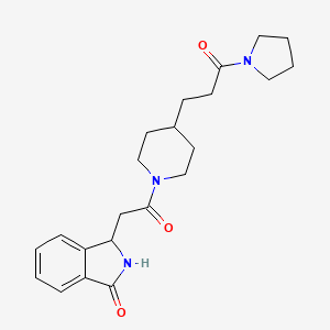 molecular formula C22H29N3O3 B4110323 3-(2-oxo-2-{4-[3-oxo-3-(1-pyrrolidinyl)propyl]-1-piperidinyl}ethyl)-1-isoindolinone 