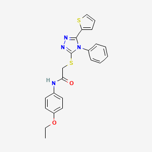 molecular formula C22H20N4O2S2 B4110427 N-(4-ethoxyphenyl)-2-{[4-phenyl-5-(2-thienyl)-4H-1,2,4-triazol-3-yl]thio}acetamide 