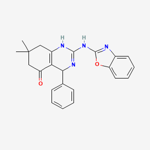 molecular formula C23H22N4O2 B4110444 2-(1,3-benzoxazol-2-ylamino)-7,7-dimethyl-4-phenyl-4,6,7,8-tetrahydro-5(1H)-quinazolinone 