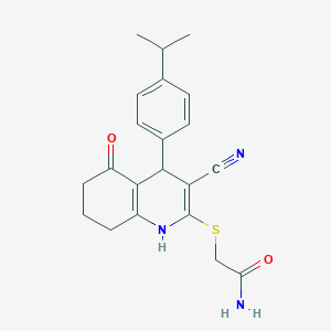 2-{[3-cyano-4-(4-isopropylphenyl)-5-oxo-1,4,5,6,7,8-hexahydro-2-quinolinyl]thio}acetamide