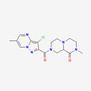 molecular formula C16H19ClN6O2 B4110482 8-[(3-chloro-6-methylpyrazolo[1,5-a]pyrimidin-2-yl)carbonyl]-2-methylhexahydro-2H-pyrazino[1,2-a]pyrazin-1(6H)-one 