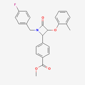 molecular formula C25H22FNO4 B4110496 methyl 4-[1-(4-fluorobenzyl)-3-(2-methylphenoxy)-4-oxo-2-azetidinyl]benzoate 