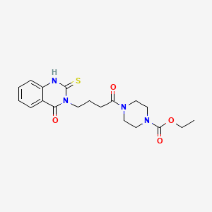 molecular formula C19H24N4O4S B4110560 ethyl 4-[4-(4-oxo-2-thioxo-1,4-dihydro-3(2H)-quinazolinyl)butanoyl]-1-piperazinecarboxylate 