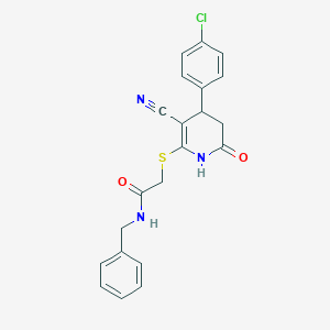 N-benzyl-2-{[4-(4-chlorophenyl)-3-cyano-6-oxo-1,4,5,6-tetrahydro-2-pyridinyl]thio}acetamide