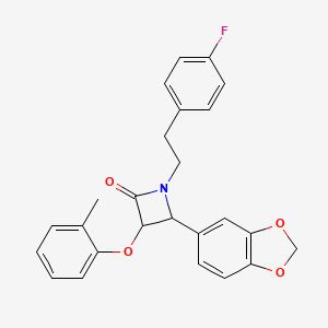 4-(1,3-benzodioxol-5-yl)-1-[2-(4-fluorophenyl)ethyl]-3-(2-methylphenoxy)-2-azetidinone