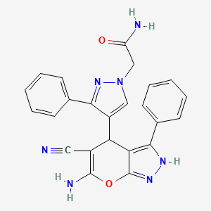 molecular formula C24H19N7O2 B4110610 2-[4-(6-amino-5-cyano-3-phenyl-1,4-dihydropyrano[2,3-c]pyrazol-4-yl)-3-phenyl-1H-pyrazol-1-yl]acetamide 