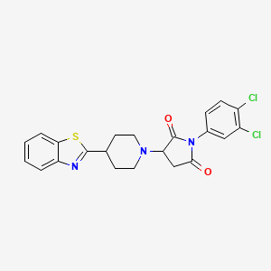 molecular formula C22H19Cl2N3O2S B4110640 3-[4-(1,3-benzothiazol-2-yl)-1-piperidinyl]-1-(3,4-dichlorophenyl)-2,5-pyrrolidinedione 