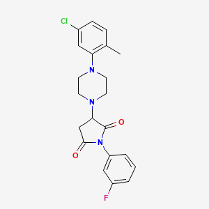 molecular formula C21H21ClFN3O2 B4110660 3-[4-(5-chloro-2-methylphenyl)-1-piperazinyl]-1-(3-fluorophenyl)-2,5-pyrrolidinedione 