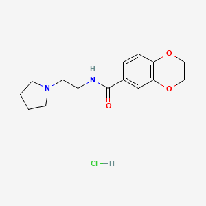 molecular formula C15H21ClN2O3 B4110667 N-[2-(1-pyrrolidinyl)ethyl]-2,3-dihydro-1,4-benzodioxine-6-carboxamide hydrochloride 