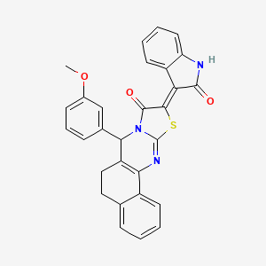 molecular formula C29H21N3O3S B4110671 7-(3-methoxyphenyl)-10-(2-oxo-1,2-dihydro-3H-indol-3-ylidene)-5,7-dihydro-6H-benzo[h][1,3]thiazolo[2,3-b]quinazolin-9(10H)-one 