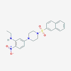 molecular formula C22H24N4O4S B4110675 N-ethyl-5-[4-(2-naphthylsulfonyl)-1-piperazinyl]-2-nitroaniline 