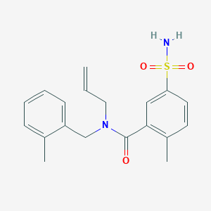 molecular formula C19H22N2O3S B4110714 N-allyl-5-(aminosulfonyl)-2-methyl-N-(2-methylbenzyl)benzamide 