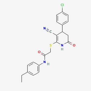 molecular formula C22H20ClN3O2S B4110814 2-{[4-(4-chlorophenyl)-3-cyano-6-oxo-1,4,5,6-tetrahydro-2-pyridinyl]thio}-N-(4-ethylphenyl)acetamide 