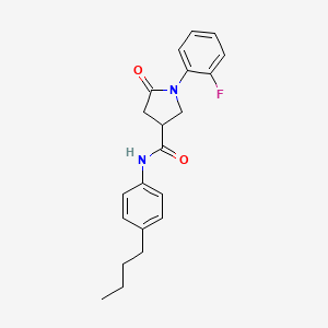 molecular formula C21H23FN2O2 B4110842 N-(4-butylphenyl)-1-(2-fluorophenyl)-5-oxo-3-pyrrolidinecarboxamide 