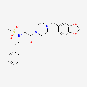 molecular formula C23H29N3O5S B4110860 N-[2-(4-Benzo[1,3]dioxol-5-ylmethyl-piperazin-1-yl)-2-oxo-ethyl]-N-phenethyl-methanesulfonamide 