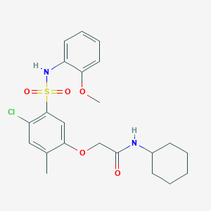 molecular formula C22H27ClN2O5S B4110902 2-(4-chloro-5-{[(2-methoxyphenyl)amino]sulfonyl}-2-methylphenoxy)-N-cyclohexylacetamide 