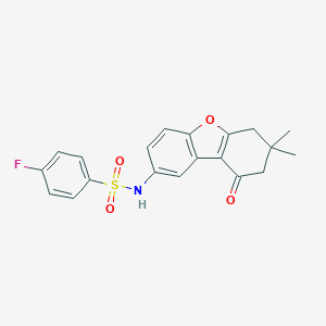 molecular formula C20H18FNO4S B411094 N-(7,7-dimethyl-9-oxo-6,7,8,9-tetrahydrodibenzo[b,d]furan-2-yl)-4-fluorobenzenesulfonamide 