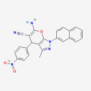 6-amino-3-methyl-1-(2-naphthyl)-4-(4-nitrophenyl)-1,4-dihydropyrano[2,3-c]pyrazole-5-carbonitrile