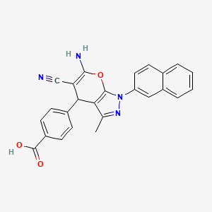 molecular formula C25H18N4O3 B4110994 4-[6-amino-5-cyano-3-methyl-1-(2-naphthyl)-1,4-dihydropyrano[2,3-c]pyrazol-4-yl]benzoic acid 