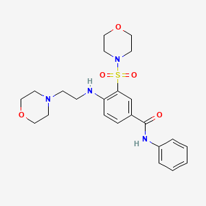 molecular formula C23H30N4O5S B4111039 4-{[2-(4-morpholinyl)ethyl]amino}-3-(4-morpholinylsulfonyl)-N-phenylbenzamide 