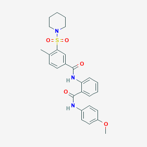 molecular formula C27H29N3O5S B4111088 N-(2-{[(4-methoxyphenyl)amino]carbonyl}phenyl)-4-methyl-3-(1-piperidinylsulfonyl)benzamide 