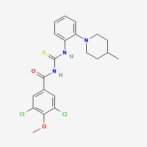 molecular formula C21H23Cl2N3O2S B4111104 3,5-dichloro-4-methoxy-N-({[2-(4-methyl-1-piperidinyl)phenyl]amino}carbonothioyl)benzamide 