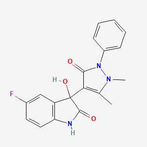 molecular formula C19H16FN3O3 B4111133 3-(1,5-dimethyl-3-oxo-2-phenyl-2,3-dihydro-1H-pyrazol-4-yl)-5-fluoro-3-hydroxy-1,3-dihydro-2H-indol-2-one 