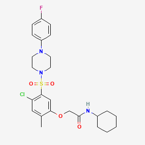 molecular formula C25H31ClFN3O4S B4111141 2-(4-chloro-5-{[4-(4-fluorophenyl)-1-piperazinyl]sulfonyl}-2-methylphenoxy)-N-cyclohexylacetamide 