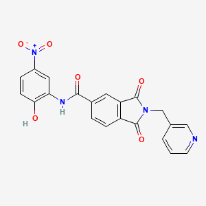 molecular formula C21H14N4O6 B4111142 N-(2-hydroxy-5-nitrophenyl)-1,3-dioxo-2-(3-pyridinylmethyl)-5-isoindolinecarboxamide 