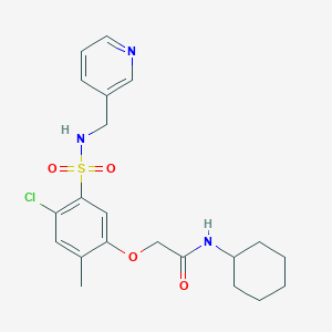 molecular formula C21H26ClN3O4S B4111196 2-(4-chloro-2-methyl-5-{[(3-pyridinylmethyl)amino]sulfonyl}phenoxy)-N-cyclohexylacetamide 