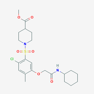 molecular formula C22H31ClN2O6S B4111203 methyl 1-({2-chloro-5-[2-(cyclohexylamino)-2-oxoethoxy]-4-methylphenyl}sulfonyl)-4-piperidinecarboxylate 