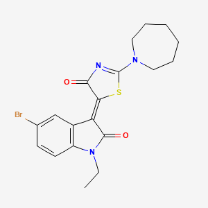 molecular formula C19H20BrN3O2S B4111240 3-[2-(1-azepanyl)-4-oxo-1,3-thiazol-5(4H)-ylidene]-5-bromo-1-ethyl-1,3-dihydro-2H-indol-2-one 