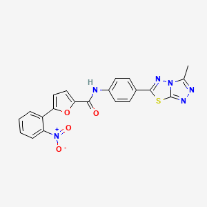 molecular formula C21H14N6O4S B4111385 N-[4-(3-methyl[1,2,4]triazolo[3,4-b][1,3,4]thiadiazol-6-yl)phenyl]-5-(2-nitrophenyl)-2-furamide 