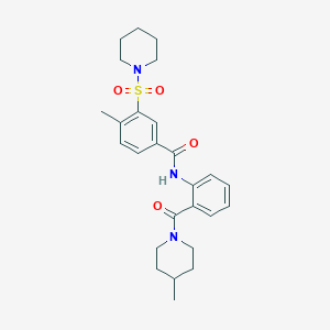 4-methyl-N-{2-[(4-methyl-1-piperidinyl)carbonyl]phenyl}-3-(1-piperidinylsulfonyl)benzamide
