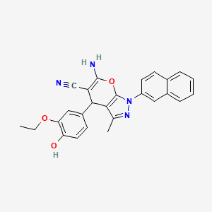 6-amino-4-(3-ethoxy-4-hydroxyphenyl)-3-methyl-1-(2-naphthyl)-1,4-dihydropyrano[2,3-c]pyrazole-5-carbonitrile