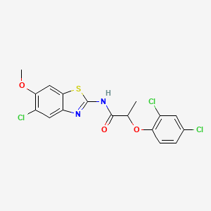 molecular formula C17H13Cl3N2O3S B4111570 N-(5-chloro-6-methoxy-1,3-benzothiazol-2-yl)-2-(2,4-dichlorophenoxy)propanamide 