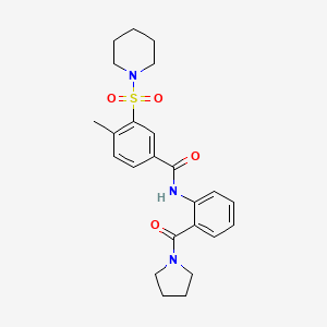 molecular formula C24H29N3O4S B4111629 4-methyl-3-(1-piperidinylsulfonyl)-N-[2-(1-pyrrolidinylcarbonyl)phenyl]benzamide 