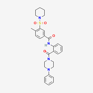 molecular formula C30H34N4O4S B4111684 4-methyl-N-{2-[(4-phenyl-1-piperazinyl)carbonyl]phenyl}-3-(1-piperidinylsulfonyl)benzamide 