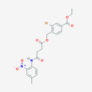 molecular formula C21H21BrN2O7 B4111690 ethyl 3-bromo-4-[({4-[(4-methyl-2-nitrophenyl)amino]-4-oxobutanoyl}oxy)methyl]benzoate 