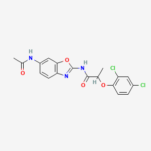 molecular formula C18H15Cl2N3O4 B4111751 N-[6-(acetylamino)-1,3-benzoxazol-2-yl]-2-(2,4-dichlorophenoxy)propanamide 
