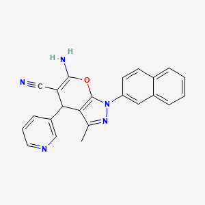 6-amino-3-methyl-1-(2-naphthyl)-4-(3-pyridinyl)-1,4-dihydropyrano[2,3-c]pyrazole-5-carbonitrile