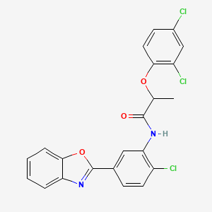molecular formula C22H15Cl3N2O3 B4111859 N-[5-(1,3-benzoxazol-2-yl)-2-chlorophenyl]-2-(2,4-dichlorophenoxy)propanamide 