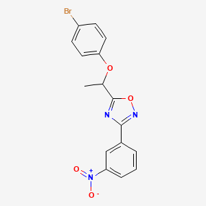 molecular formula C16H12BrN3O4 B4111893 5-[1-(4-bromophenoxy)ethyl]-3-(3-nitrophenyl)-1,2,4-oxadiazole 