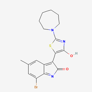 3-[2-(1-azepanyl)-4-oxo-1,3-thiazol-5(4H)-ylidene]-7-bromo-5-methyl-1,3-dihydro-2H-indol-2-one