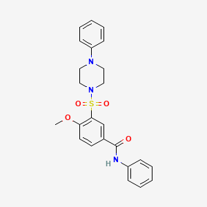 molecular formula C24H25N3O4S B4111935 4-methoxy-N-phenyl-3-[(4-phenyl-1-piperazinyl)sulfonyl]benzamide 