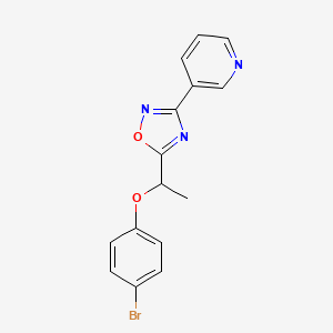 molecular formula C15H12BrN3O2 B4111945 3-{5-[1-(4-bromophenoxy)ethyl]-1,2,4-oxadiazol-3-yl}pyridine 