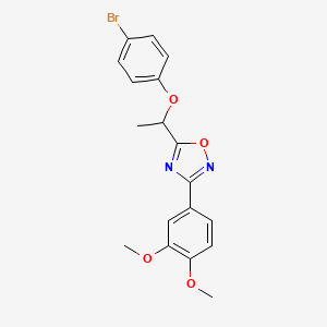 molecular formula C18H17BrN2O4 B4111959 5-[1-(4-bromophenoxy)ethyl]-3-(3,4-dimethoxyphenyl)-1,2,4-oxadiazole 